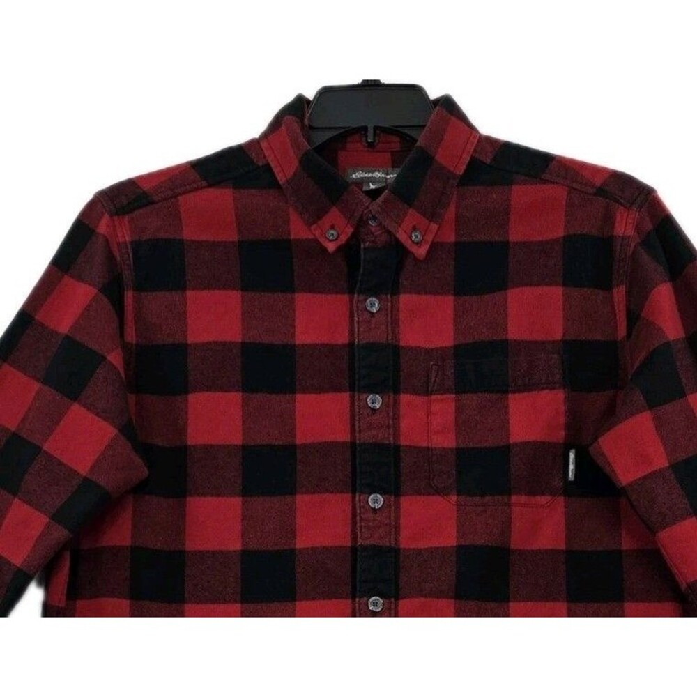 Eddie Bauer Shirt Mens Large Red Buffalo Plaid Flannel Chore Ranch